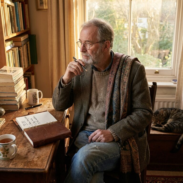 Realistic wizard writing a to-do list in a planner