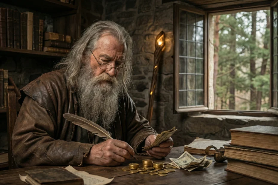 wizard couting money